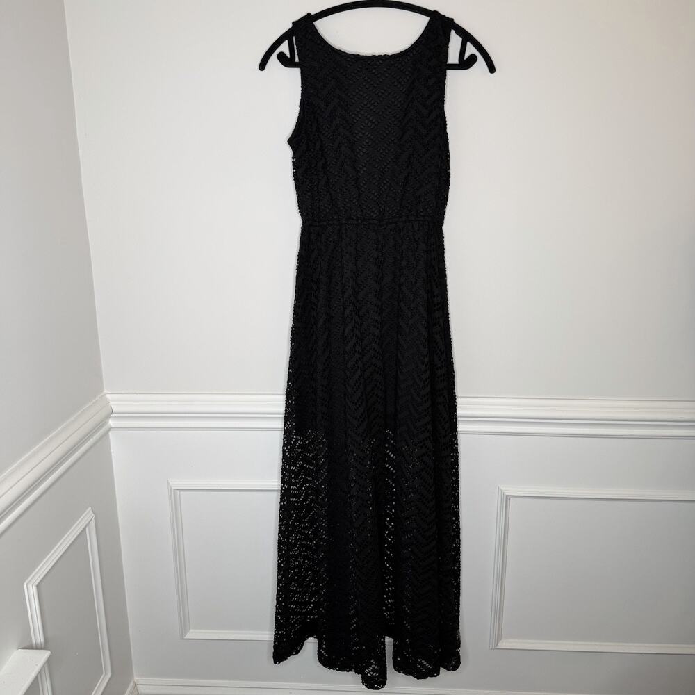 Liberty Love Women’s Maxi Dress Size Small Black Eyelet Lined Sleeveless